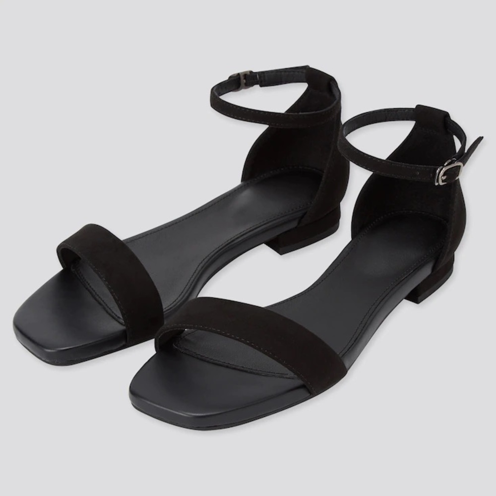 NWOT Uniqlo Black Comfort Feel Ankle Strap Sandals